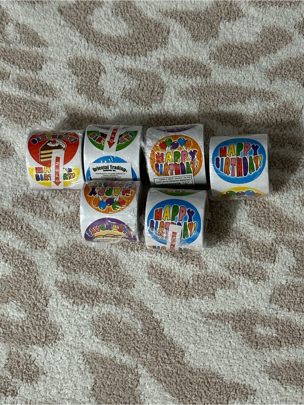 Happy Birthday Sticker Rolls - Multicolor Party Labels